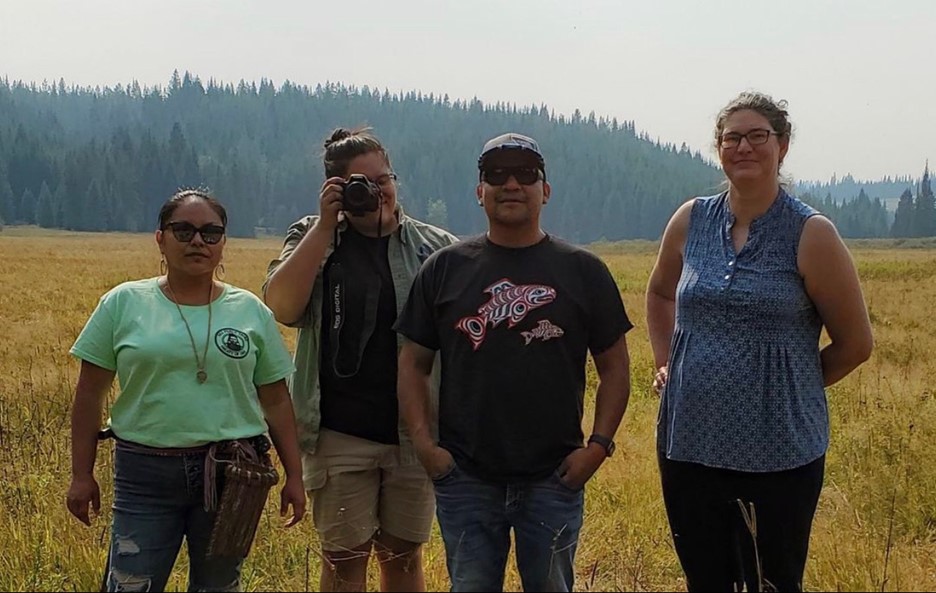 From L to R from the Nez Perce Tribe Water Resources Climate Change team, AJ Whiteplume Two Moons, Meadow Wheaton, Thomas TallBull, and Stefani Krantz  