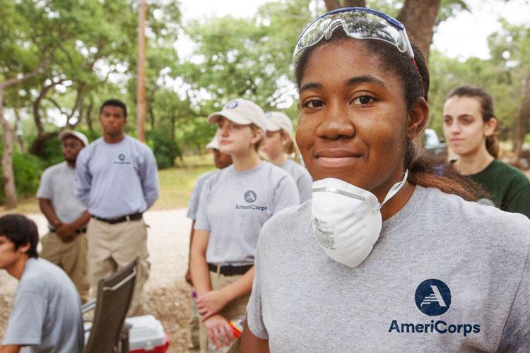 AmeriCorps members responding to a disaster