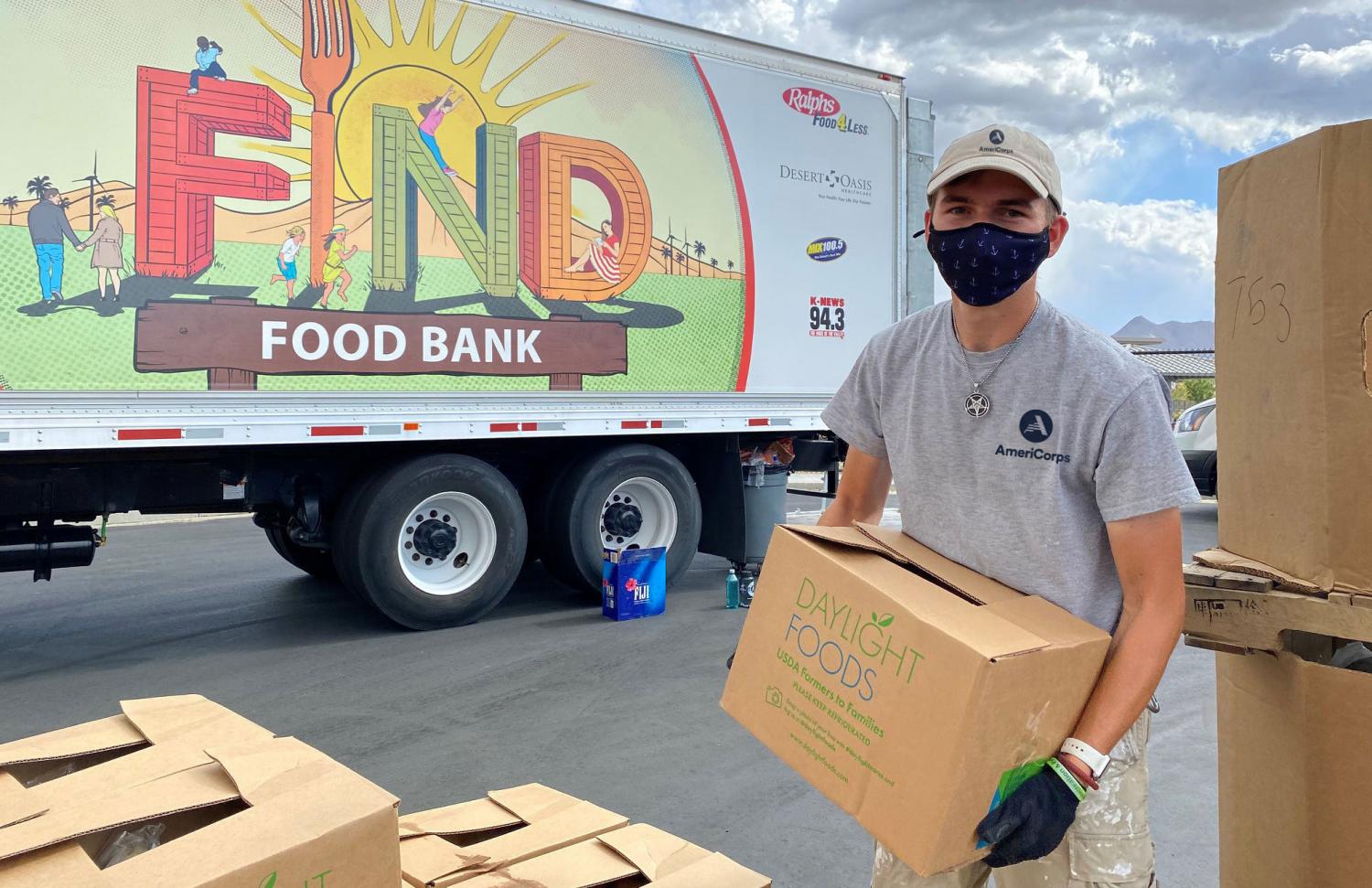 AmeriCorps member working at a food bank