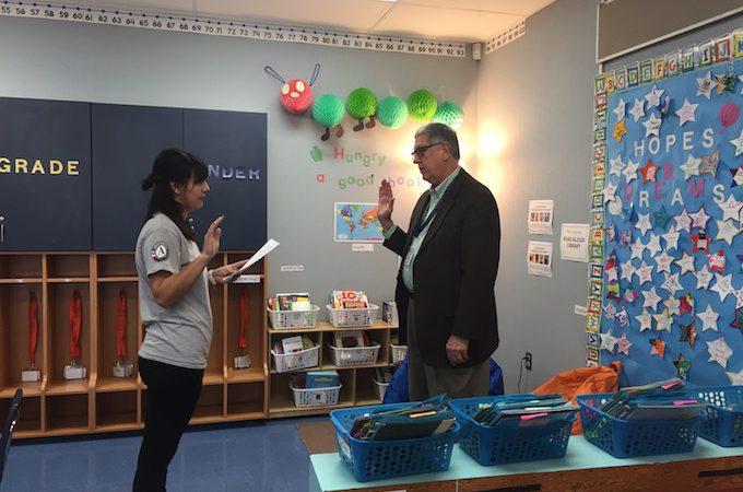 former superintendent of Tulsa Public Schools, Keith Ballard, Ph.D., took the pledge to be a member for a day