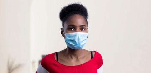 Woman wearing medical face mask