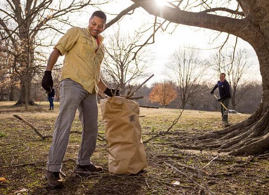 AmeriCorps members working outside