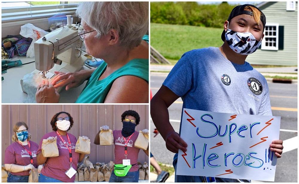 AmeriCorps and Senior Corps volunteers serving during COVID-19, sewing masks, delivering meals