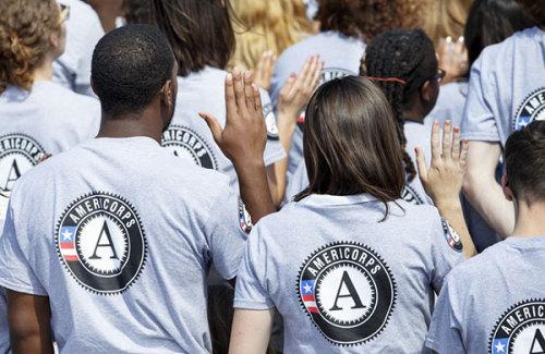AmeriCorps members being sworn into service